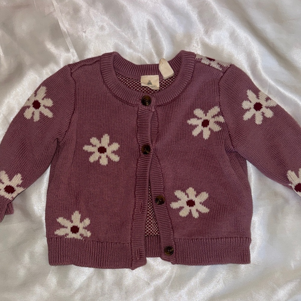 GAP Purple Floral Knit Cardigan